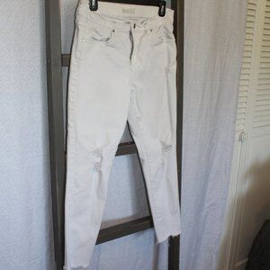 White, distressed, stretchy jeans